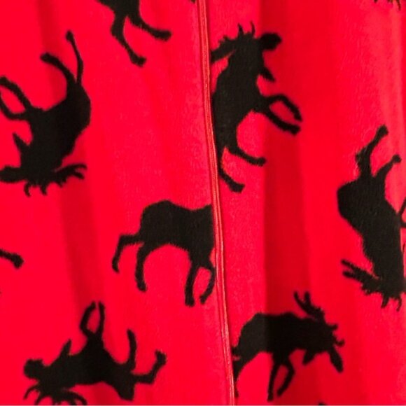 Sleepytime PJs Kids Fleece Red Moose Onesie Footed Pajamas Red - Picture 3 of 5
